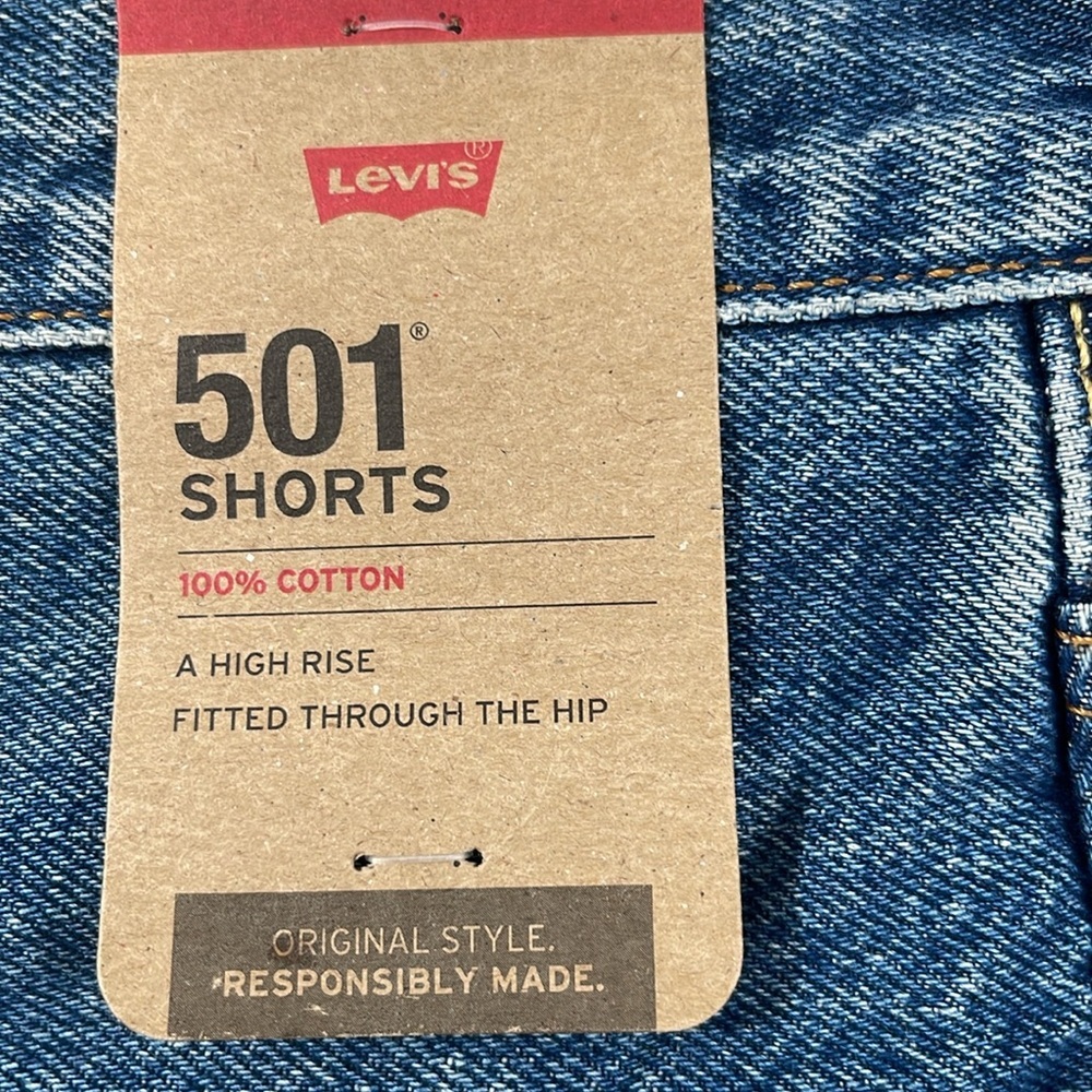 LEVI’S 501 High Rise Distressed Raw Hem Button Fly With Pockets Size 32 NEW - Picture 9 of 11